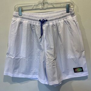 Men’s Slunks Great Whites 5”Shorts with Blue Drawstring, Large